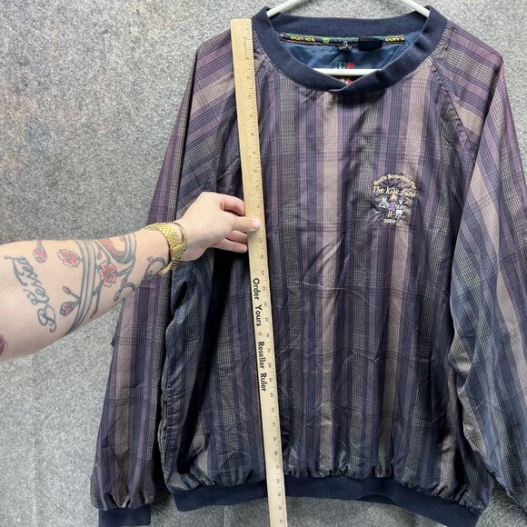 Vintage Sunice Pullover Mens 2XL Purple Navy Stripe Golf Windbreaker 2000s - Picture 3 of 14